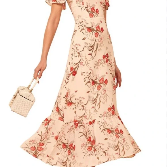 Reformation Butterfly Dress never worn Floral Off-shoulder - Picture 2 of 6